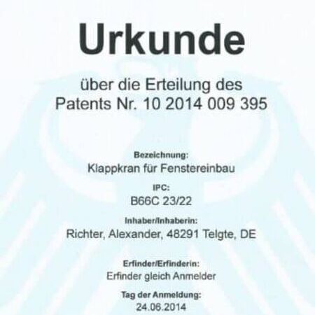 Patent certificate
