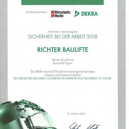 DEKRA Award Richter Construction Lifts