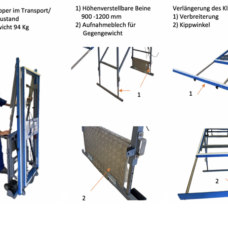 Otro gráfico que señala las partes individuales de la Bau-Lift Flipper