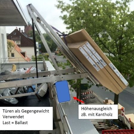 Balcony lift in use